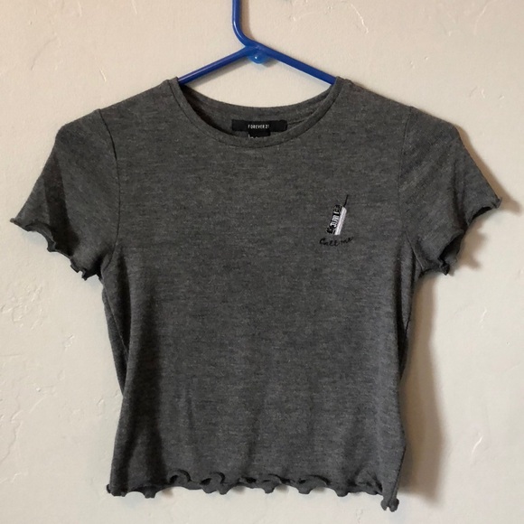 grey forever 21 crop top - Picture 1 of 3